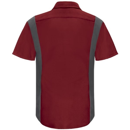 WORKWEAR OUTFITTERS Men's Long Sleeve Perform Plus Shop Shirt w/ Oilblok Tech Red/Charcoal, Small SY32FC-RG-S